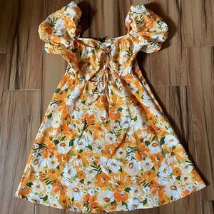 Orange flower dress off the shoulder